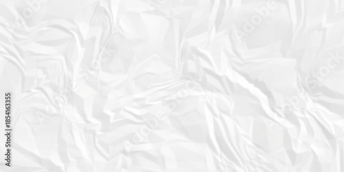 Crumple crushed white paper obsolete rumple craft design. wrinkle ripped creased crumple aged closeup recycled document grunge paper background.