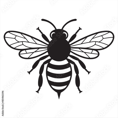 Stylized Honeybee Silhouette Icon and illastration