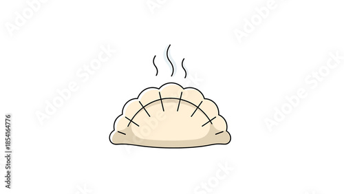 Hot steaming dumpling cartoon vector illustration isolated on white background.
