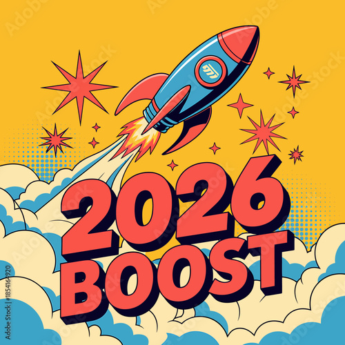 2026 Boost Rocket Launch Celebration Illustration Design