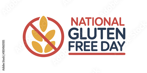 National Gluten Free Day Symbol with Wheat Icon and Text