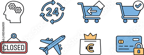 Set of Business Icons for Online Shopping and Services