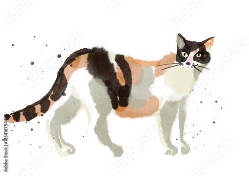 Canvas Print cat, pet, digital watercolor, the life around us