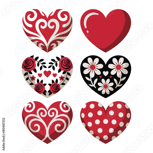 Heart shape set collection for valentine love theme decorative romance style romantic illustration and wedding elements design perfect for print 180 char max