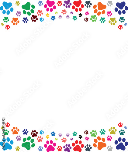 Paw Prints Background. Cute pets and Dogs pets paw print isolated on white background.