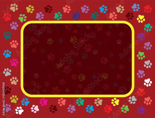 Paw Prints Background. Cute pets and Dogs pets paw print isolated on white background.