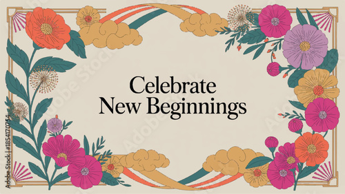 Autumn floral frame vector illustration with nature leaf decoration and holiday greeting card border design