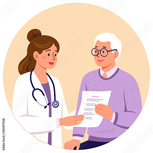 Doctor explaining to elderly. Medical consultation with senior. Elderly patient talking to doctor. Senior healthcare discussion. Elderly set