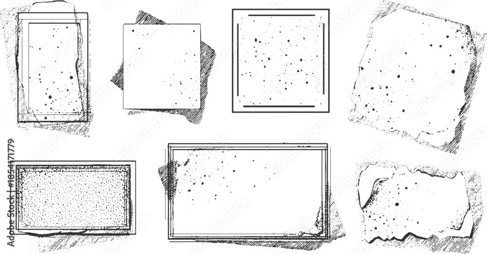 Ταπετσαρία Collection of six hand drawn textured frames with speckled fill and sketchy bord