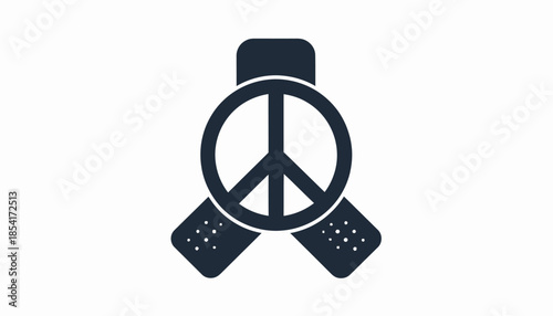 Peace symbol with bandages, concept for healing and recovery from conflict.