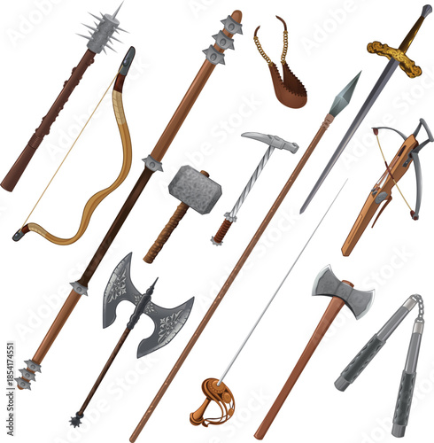 Collection of Fantasy Medieval Weapons and Armor Accessories