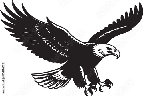 A strong eagle with open wings and extended talons preparing to land or capture its prey in motion