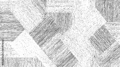 Black and white abstract geometric pattern with textured lines and squares background