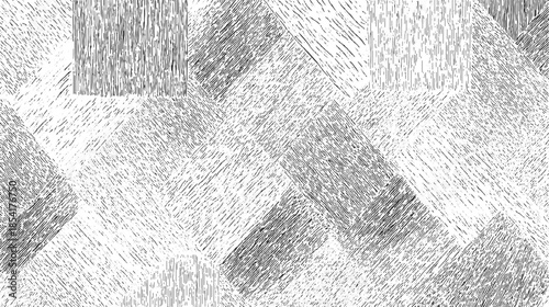 Black and white abstract pattern of diagonal and vertical hatching lines forming geometric shapes background
