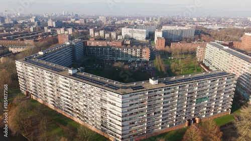 Aerial view of Bijlmermeer neighborhood in Amsterdam-Zuidoost, The Netherlands