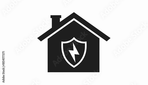 Home electrical safety icon with shield and lightning bolt symbol.