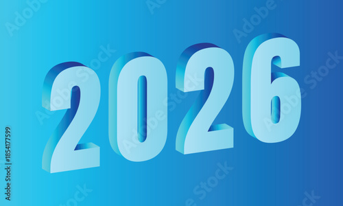 3D text number 2026 for New Year background, poster, flyer and template. New year celebrations background, 3D Text effect. Vector illustration.