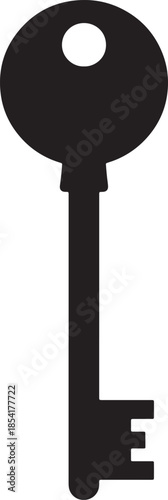 Vintage skeleton key silhouette isolated on a white background representing access security and unlocking secrets with a classic also transparent background