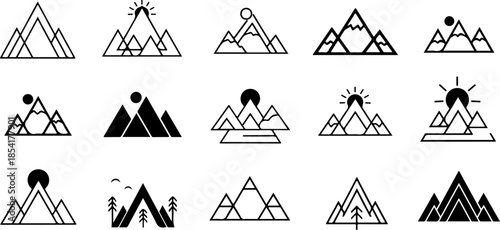 Mountain Peak Silhouette Collection Set