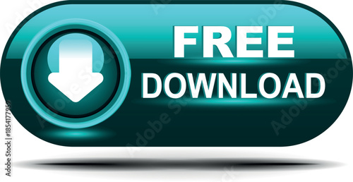 download button for internet website use. Blue Download icon on isolated white background with shadow.