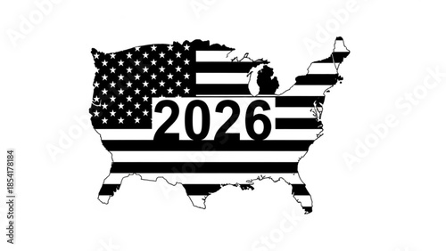 United states map with american flag design and 2026