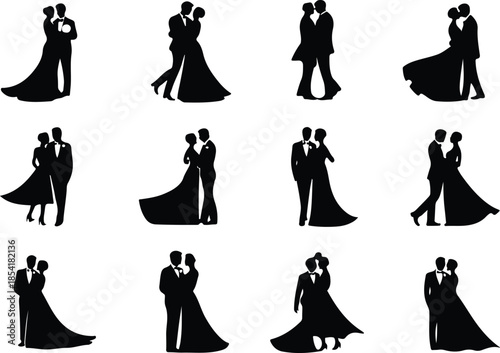 Elegant Wedding Couple Icon Set  : Best Wedding Couple Icons – Top Collection
