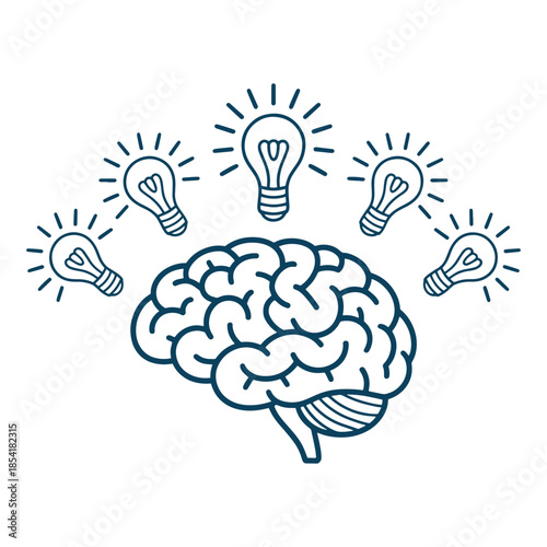 Brain with light bulbs – idea generation concept