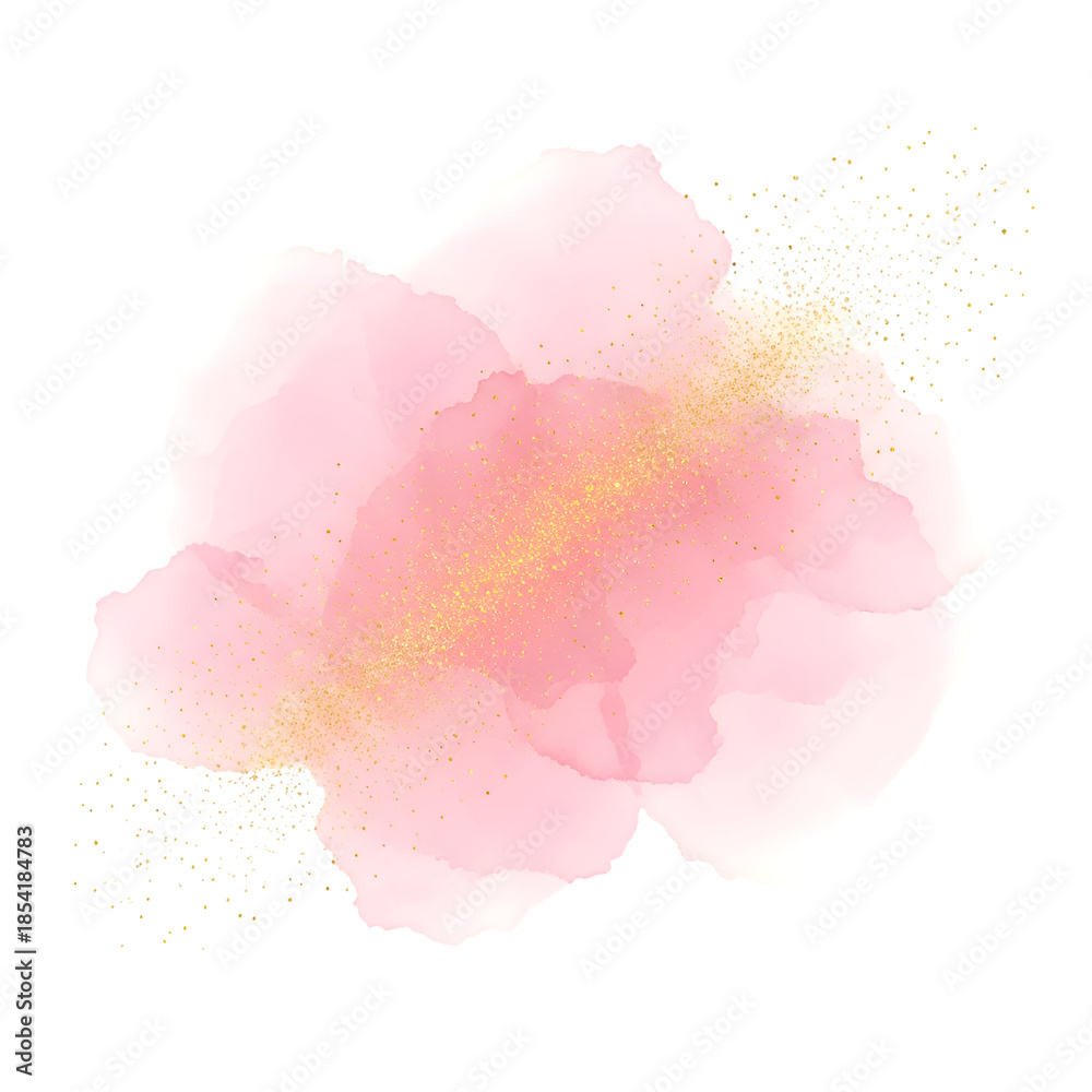 Obraz premium Soft pink watercolor splash with golden glitter