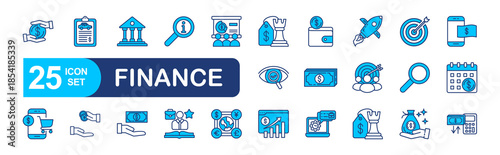 Finance set of web icons in line style. vector illustration concept relate to finance, money, loan, tax, economy, bank, line, financial, cash