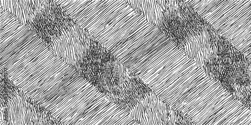 Black and white abstract pattern of diagonal hatching lines creating geometric shapes texture