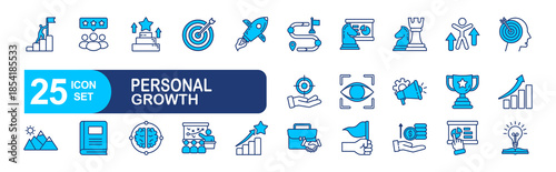 Personal growth set of web icons in line style. vector illustration concept relate to success, growth, personal, business, concept, vector, set, goal, outline, human, process