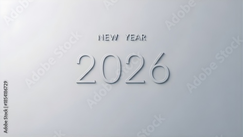 Minimalist New Year 2026 design in white and grey, clean and modern typography.