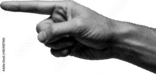 Index finger pointing side view hand halftone vector effect