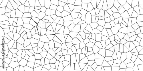 Abstract Voronoi Pattern Geometric Tessellation Black Lines on White Background Vector Art illustration