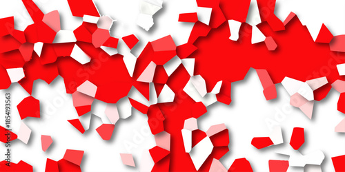 Red and White Abstract Geometric Shattered Pattern with Dynamic Shadows and Bright Colors Modern Background Design