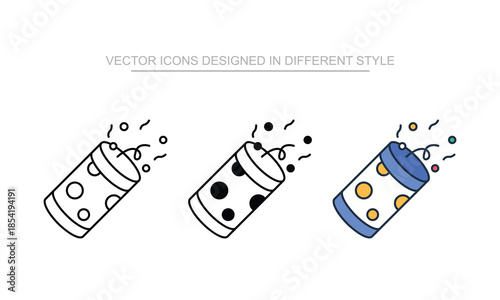 Confetti vector icon stock isolated on white sheet