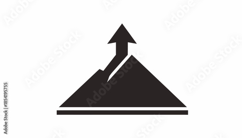 Abstract mountain peak with arrow pointing upwards, symbolizing growth and success.