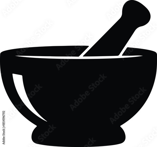Silhouette mortar and pestle kitchen utensil vector illustration