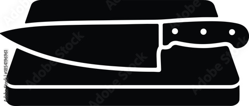Silhouette of a chef knife on a cutting board Vector Illustration