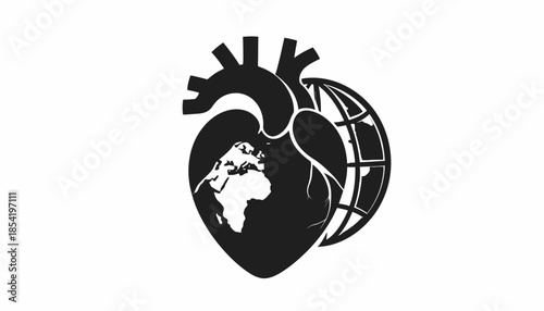 Heart and Globe Illustration for Global Health Awareness and Medical Concepts.