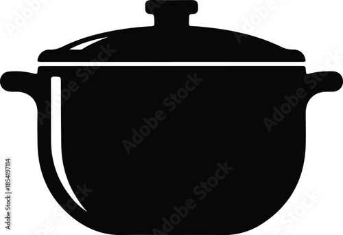 Silhouette of a cooking pot with a lid Vector Illustration