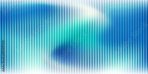 Glass gradient texture with teal and navy ripple pattern and smooth light distortion. Wavy abstract flow, futuristic blur effect, reeded vertical displacement. Vector illustration