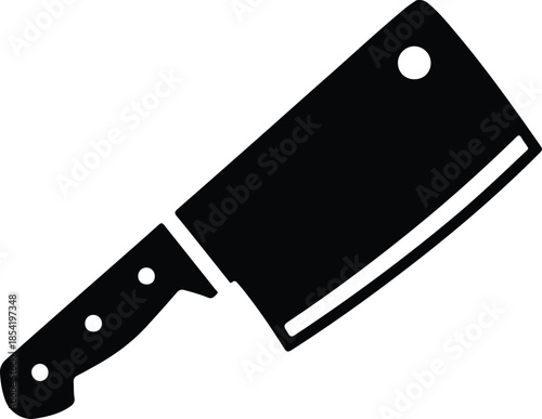 Silhouette of a heavy duty butcher cleaver knife vector illustration