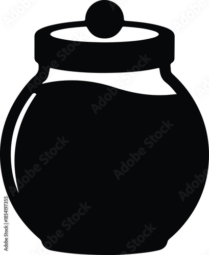 Silhouette of a jar with a lid filled with liquid Vector Illustration