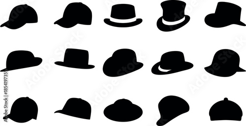 Collection of various hat silhouettes for design use