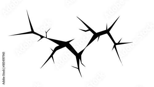 Abstract black spiky graphic element creating a visually striking and edgy design, reminiscent of sharp thorns or cracks, perfect for adding a dynamic and intense aesthetic to modern projects