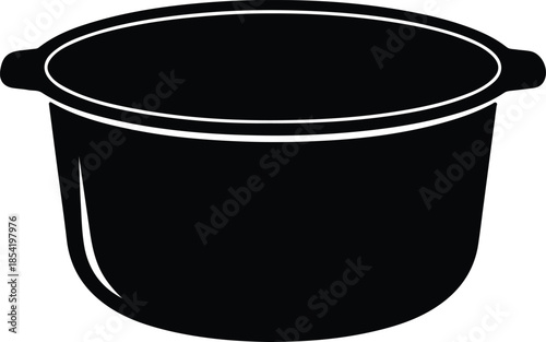 Silhouette of a round cooking pot with handles Vector Illustration