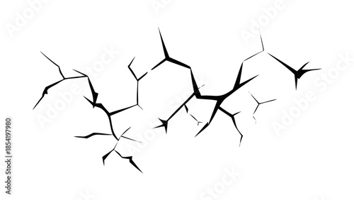 Cracked surface effect with rough, angular fractures and isolated fissures on a white background