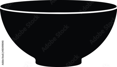 Silhouette of a simple black bowl with a white rim Vector Illustration