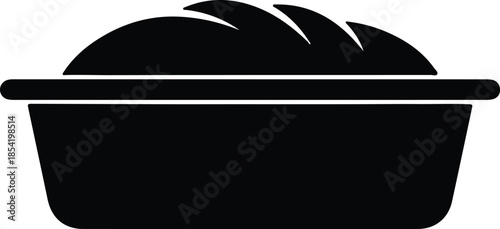 Silhouette of fresh baked bread loaf in a pan Vector Illustration